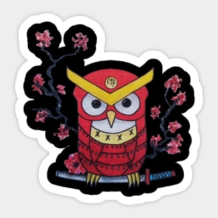 Cherry Blossom Samurai Owl Sticker